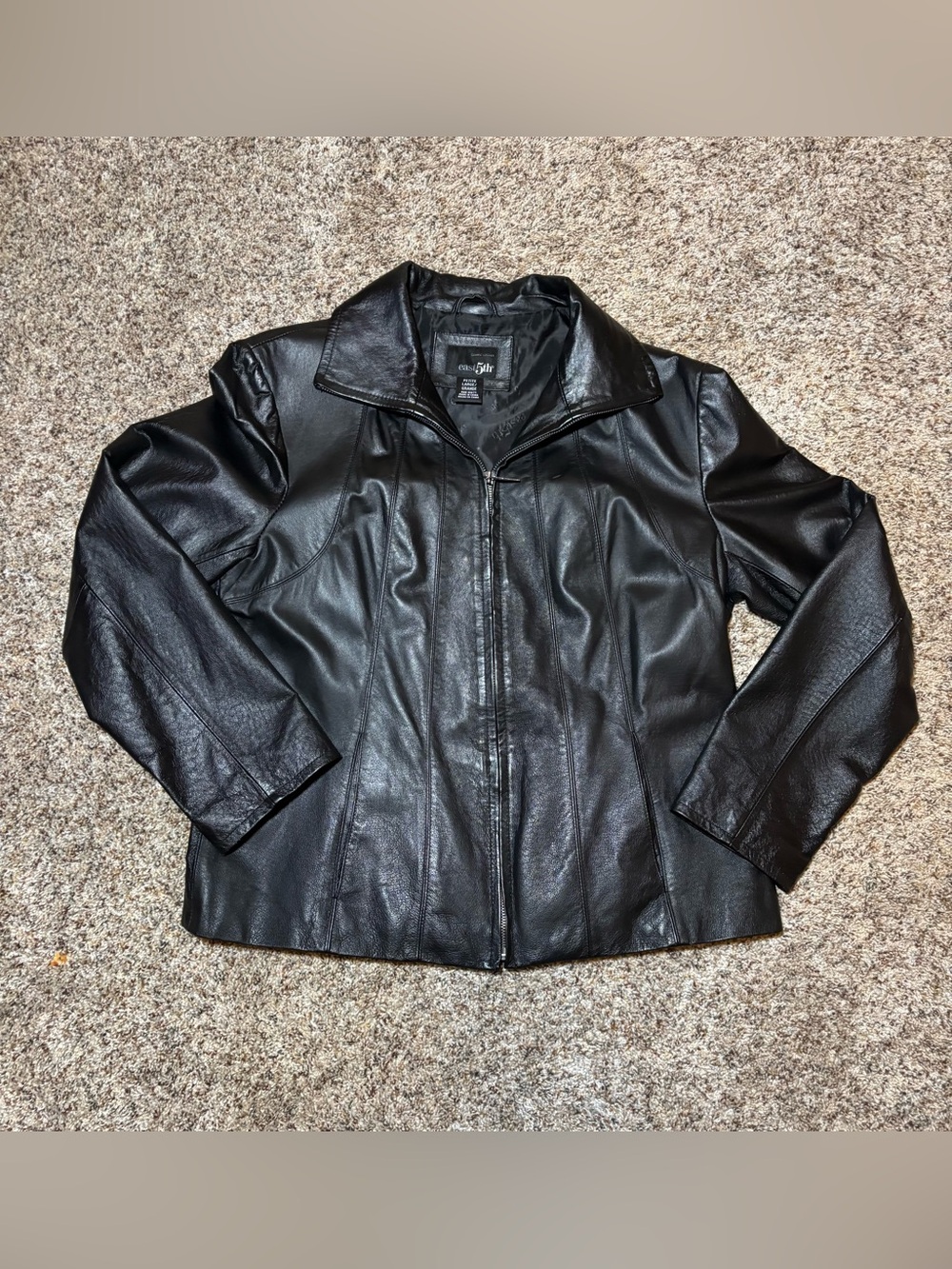 328. East 5th Black Leather Zip-Front Women's Jacket, LP
